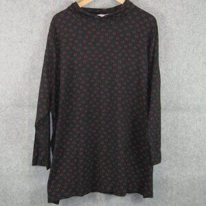 Ulla Popken Turtleneck Top Black Heart Print 16/18 NEW